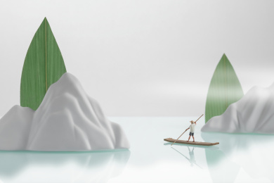 微缩创意静物禅意山水与粽叶