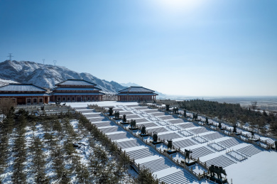 宁夏黄河坛黄河大峡谷冬季雪景