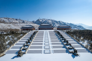 宁夏黄河坛黄河大峡谷冬季雪景