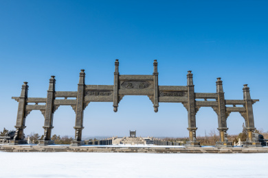 宁夏黄河坛黄河大峡谷冬季雪景