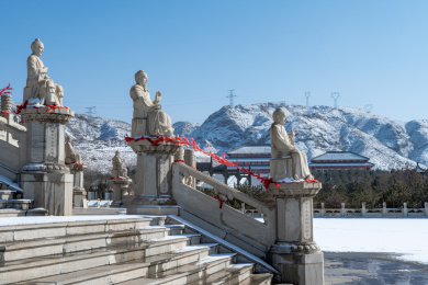 宁夏黄河坛黄河大峡谷冬季雪景