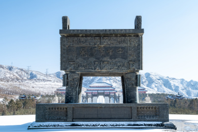 宁夏黄河坛黄河大峡谷冬季雪景
