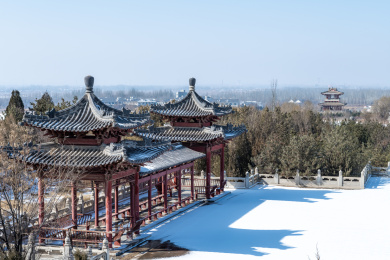 宁夏黄河坛黄河大峡谷冬季雪景