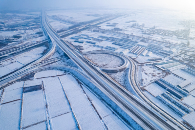 航拍冬季宁夏平原雪原雪景