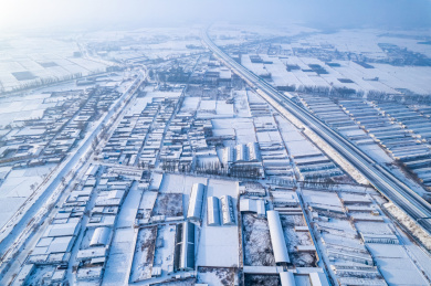 航拍冬季宁夏平原雪原雪景