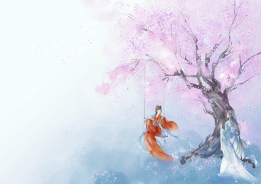 红衣女子和蓝衣男子再树下相望