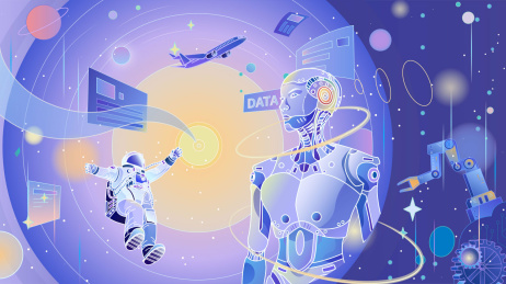 元宇宙未来科技太空创意插画
