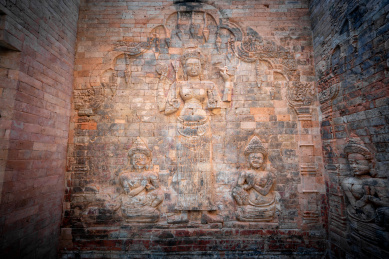 柬埔寨暹粒吴哥窟豆蔻寺的石雕浮雕Pras