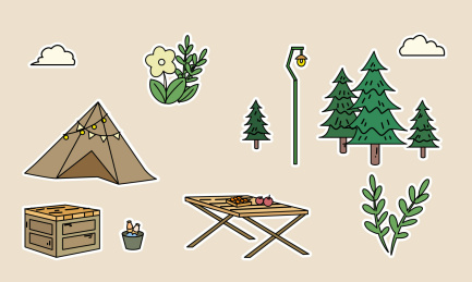 户外露营聚会郊游装备贴纸
