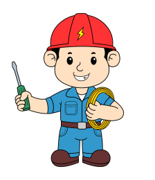 卡通电工矢量插图