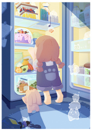 女孩说冰箱里有什么