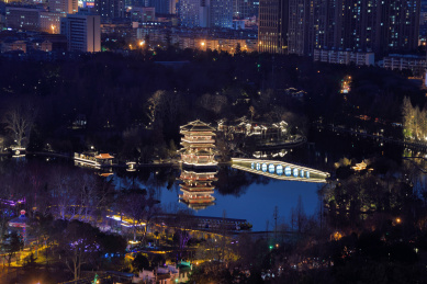 中国安徽合肥逍遥津公园城市风光夜景