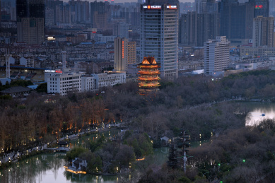 中国安徽合肥清风阁建筑风光夜景