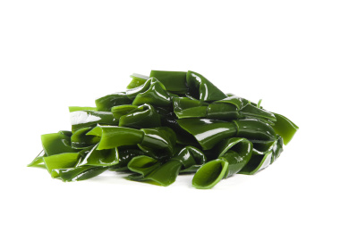 白底上放着一堆泡发过的海带结