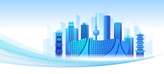 中国江苏省徐州市商务科技城市彩色插画