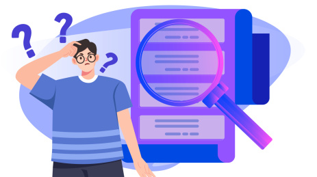 探索搜索解答问题答案的男青年插画