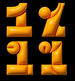 数字1橙色充气气球3d渲染