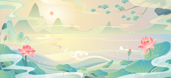 中国风夏季风景插画