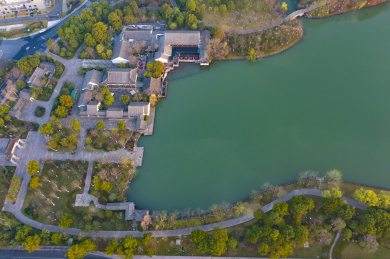 浙江省杭州市萧山区湘湖老虎洞景区航拍