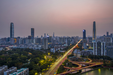 深圳罗湖区城市建筑风光夜景