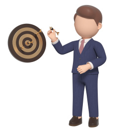 3D渲染玩飞镖的卡通商务男性