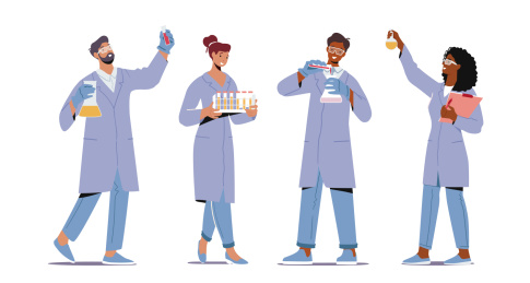 科学家做实验 人物插图素材