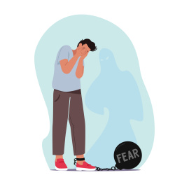 男性掩面 因想象力觉得有鬼而恐惧插图