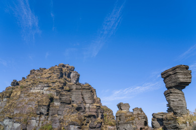 世界自然遗产贵州梵净山蘑菇石与老金顶全景
