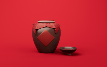 中国风古风坛子3D渲染