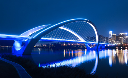 广西南宁大桥城市风光建筑夜景