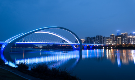 广西南宁大桥城市风光建筑夜景