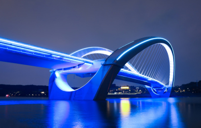 广西南宁大桥城市风光建筑夜景