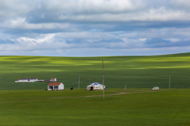 亚洲中国内蒙古锡林郭勒盟草原蒙古包