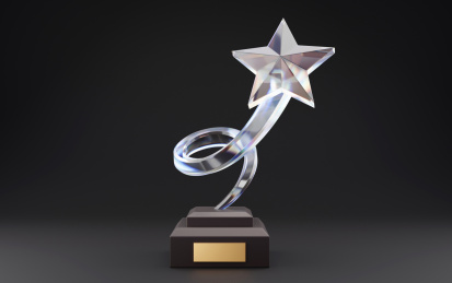 曲线形现代感3D玻璃水晶创意奖杯奖牌