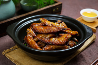 烧烤美食油炸鸡翅尖