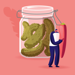 西式腌黄瓜料理概念插画
