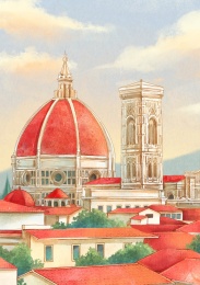 手绘风景佛罗伦萨大教堂