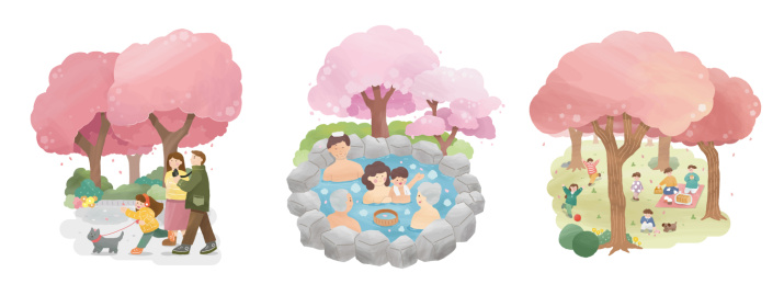 温馨散步露天温泉与野餐日