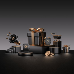 高级灰黑金礼盒元素堆品牌促销活动3D场景