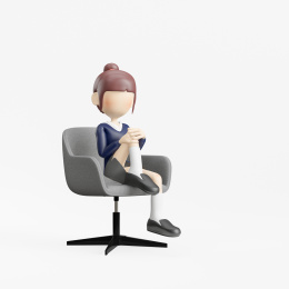 3D 坐在扶手椅上的3D女子
