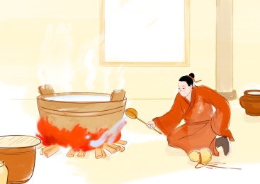 扬汤止沸中国风教育文学故事插画古代人物成