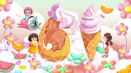 六一儿童节冰激凌乐园矢量插画