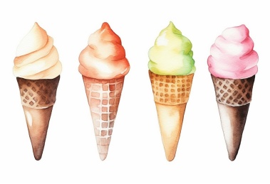 夏天美食冰淇淋水彩小清新风格食品插画