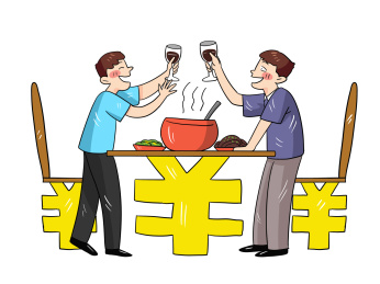 公款吃喝漫画满桌酒席公款吃喝饭店吃饭举