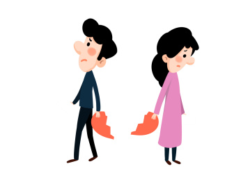 离婚夫妻离婚心碎背着离开