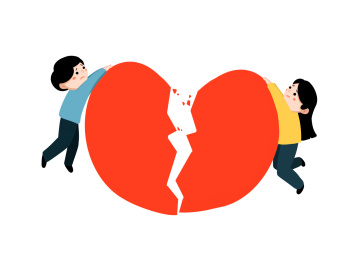 离婚夫妻离婚心碎桃心破损