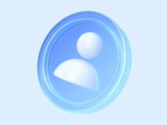 科技蓝白透光用户我的客服按钮智能3D图标