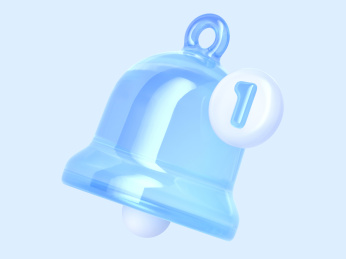 科技蓝白透光响铃提醒消息推送智能3D图标