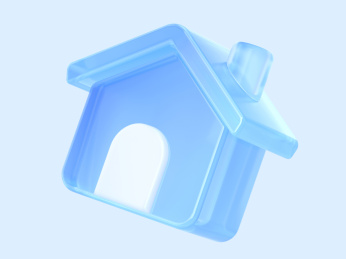 科技蓝白透光首页主页小屋智能3D图标