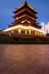 广西南宁畅游阁城市风光建筑夜景